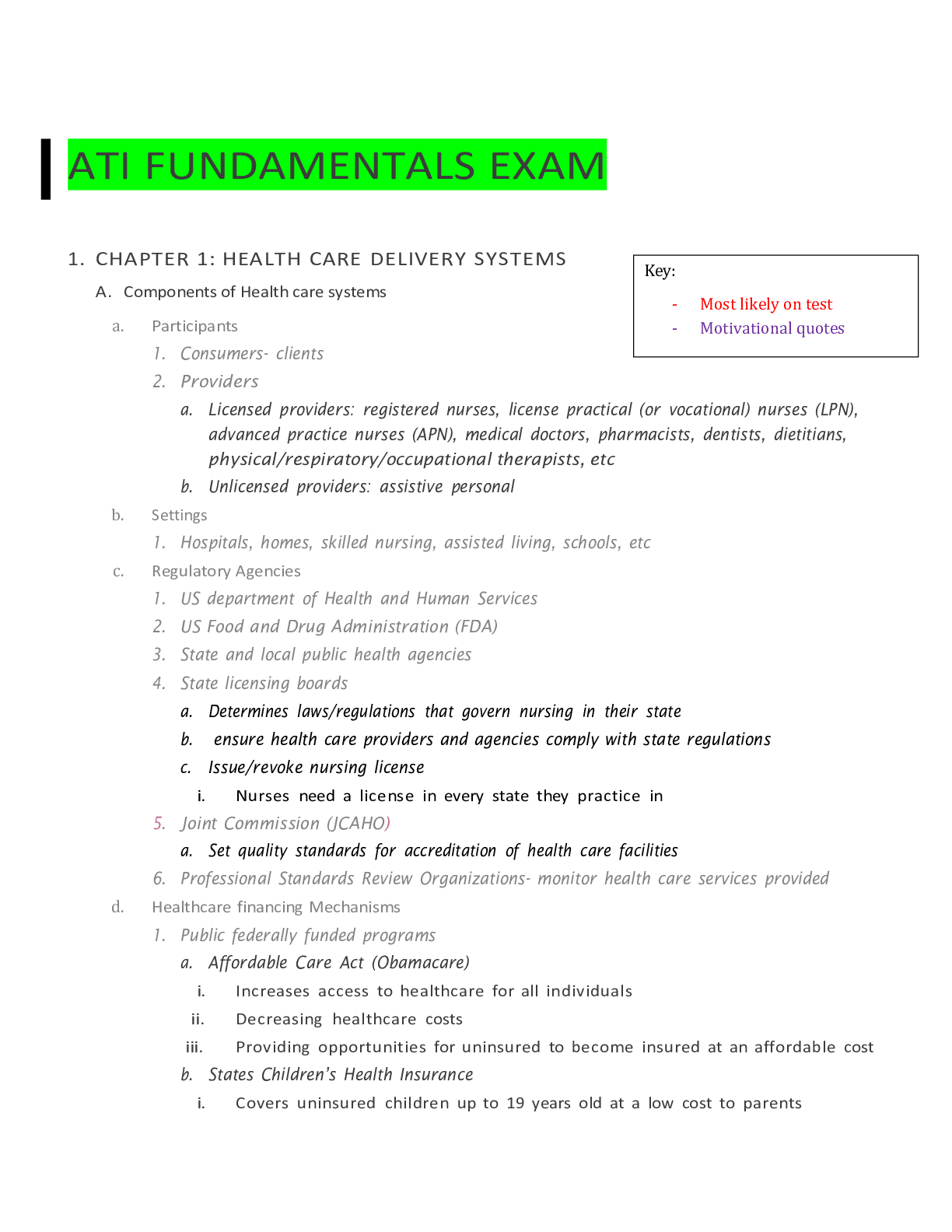 Preview image of ATI FUNDAMENTALS EXAM STUDY GUIDE 2021 document